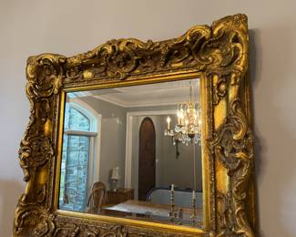 Beveled Rococo-Style Giltwood Mirror
