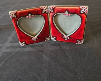 Jay Strongwater 2" Heart Red Enamel jeweled frames