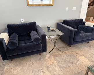 Tufted Velvet lounge chairs, 2