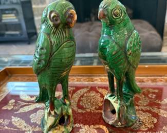 Antique Chinese Sancai Glaze parrots