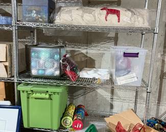 metal shelving ; Christmas