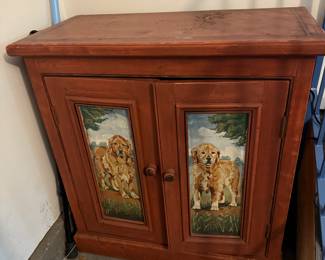 Cabinet with hand painted retrievers