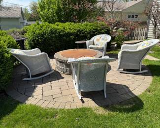 Lloyd Flanders rocking chairs (firepit not for sale)
