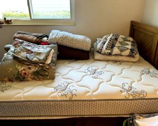 Full matt and box and frame, various comforters and Thomasville headboard