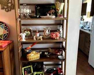 shelf full of misc mcm decor