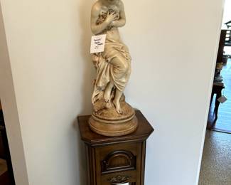 Vintage Marwhal statue and pedestal type cabinet