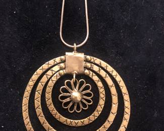 Sterling Concentric Circle Necklace 