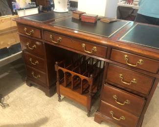 Leather top kneehole desk