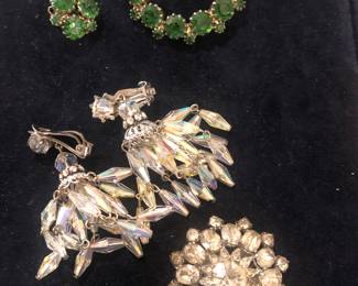 Vintage Rhinestone Brooches & Earrings