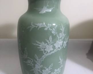 Chinese Celedon White Slip Vase