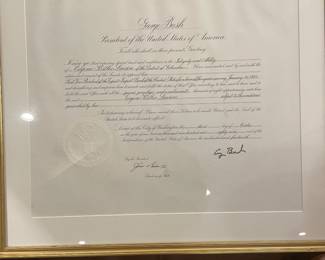 Signed George Bush Certificate