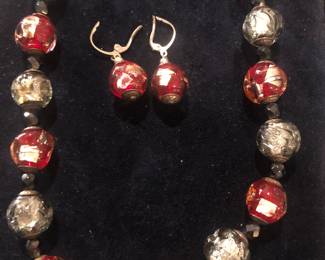 Murano Glass Necklace and Earring Set