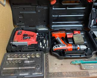 Assorted Saws and Drills/Socket Set