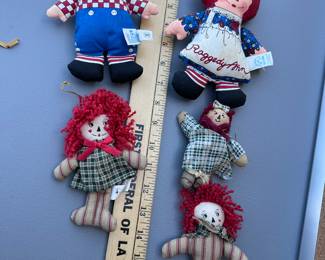 5 Mini Raggedy Ann and Andy Dolls $10.00