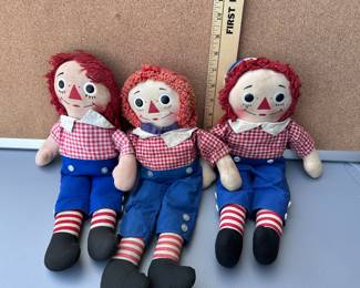 3 Raggedy Andy Dolls $16.00