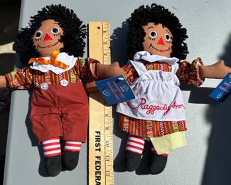 12" Raggedy Ann and Andy Dolls $12.00