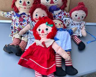 6 Raggedy Ann Dolls $34.00