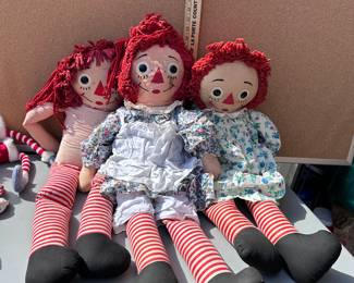 3 Raggedy Ann Dolls $24.00