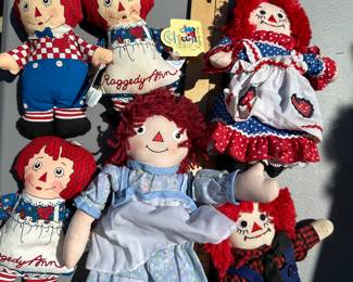 6 Small Raggedy Ann and Andy Dolls $16.00
