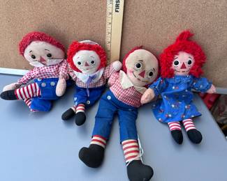 3 Raggedy Andy Dolls and Raggedy Ann $15.00