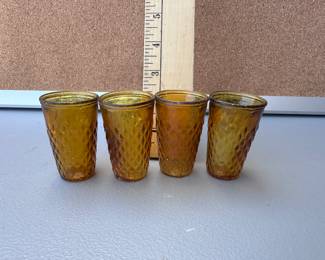 4 Amber Glasses $8.00