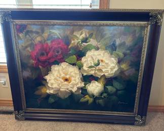 HUGE floral oil painting