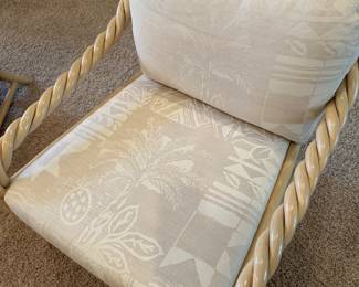 pair of twisted rattan armchairs