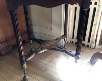 Antique table with inlaid top-top as is