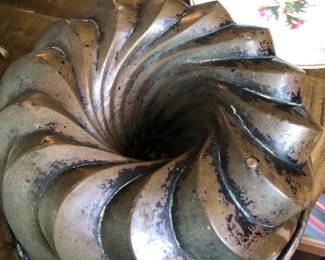 Antique copper Bundt cake mold