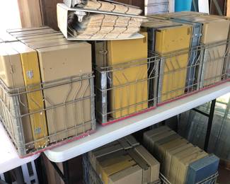 66 metal storage boxes with an average of 500+ each 35mm color airplane aviation slides and two albums, The larger album with 1000 slides.
