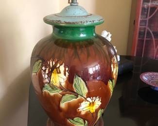 Large antique ceramic lamp, may be French