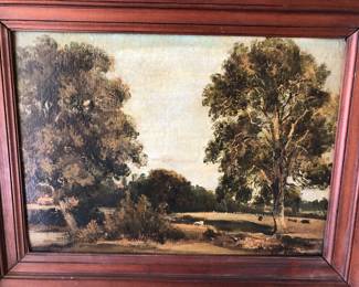 19th c. oil on board with labels on back