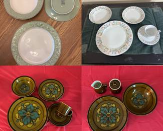 Pier 1 Antique Floral Sage Green - set of 8                   Seagull fine china set of  6.                                                                     Celebrity Stoneware set of 6 with serving platter and bowl