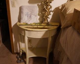 half moon table, lamp