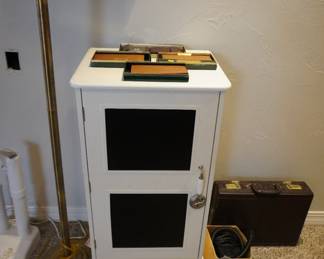 lamp, small cabinet