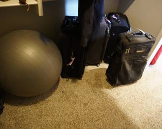 luggage, exercise ball