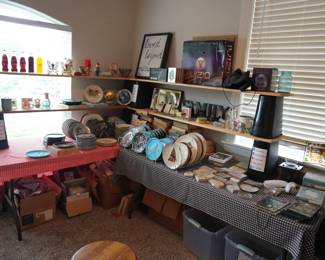 collector plates, pop bottles