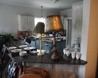 lamps, dishes