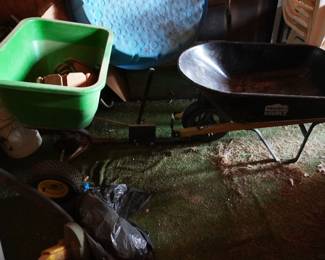 wheel barrow, spreader