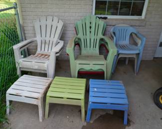 Adirondack chairs, plastic chairs