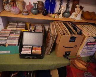 records, cassettes. CDs