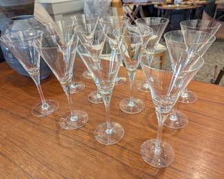 Set of 12 martini or water goblet. Vintage with gold band in middle.