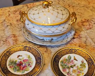 Beautiful dishes with butterflies and flowers