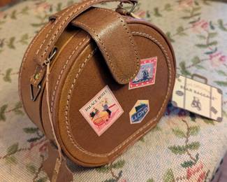 Original Bear Baggage miniature hat box Suitcase 5.5" wide. Genuine Leather. Many styles to choose from.