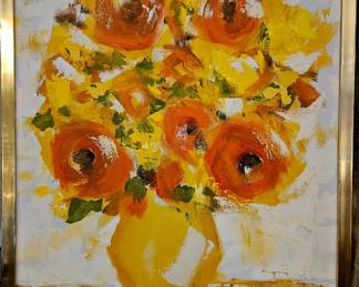 Sunny and bright original mcm oil painting, signed