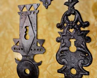 Crazy amazing hand tooled hinges and key plates