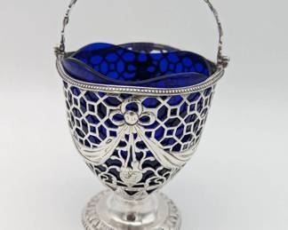 Stunning pierced sterling basket with handle