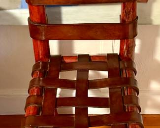Antique Elmwood and Leather Chair
