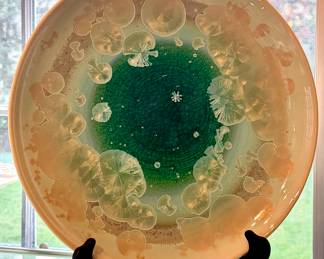 Simon Pearce Green Crystalline Serving Plate