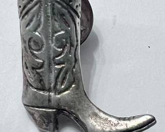 Sterling Cowboy Boot Pin